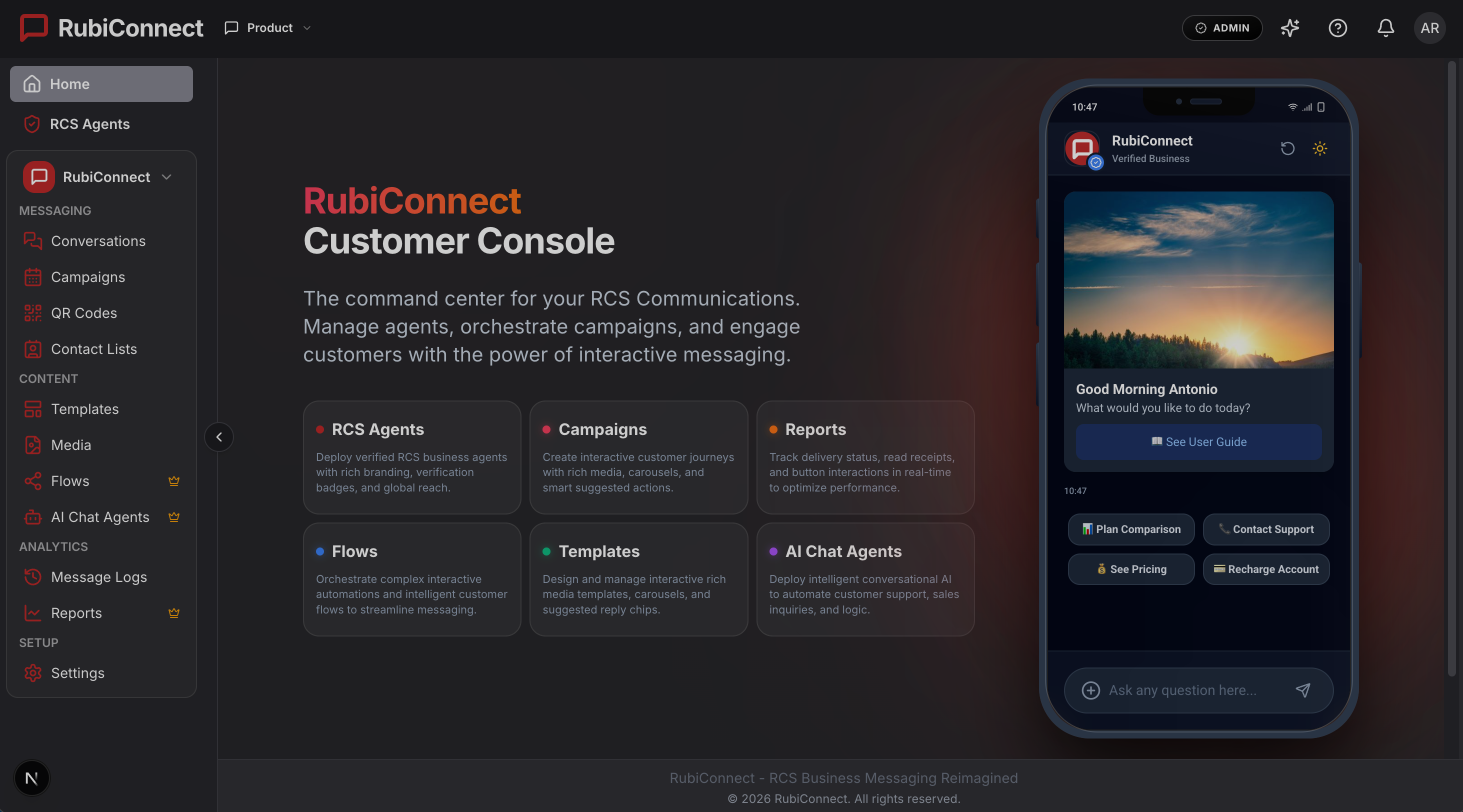 RubiConnect Dashboard Screenshots - Slide 1